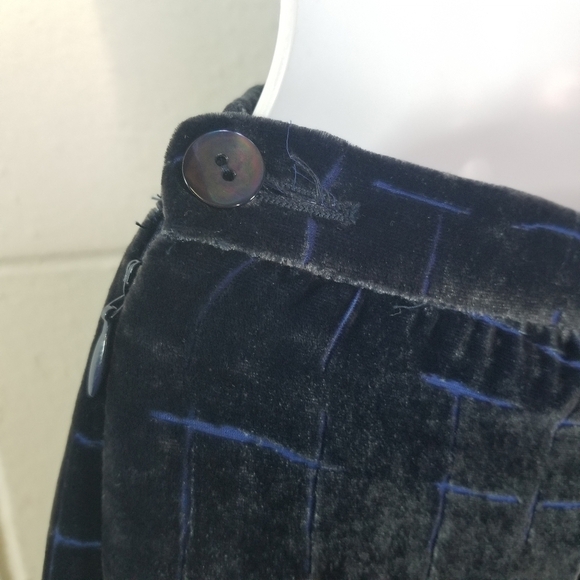 Vtg 90s y2k emanuel Ungaro printed blue velvet maxi skirt - Picture 8 of 8